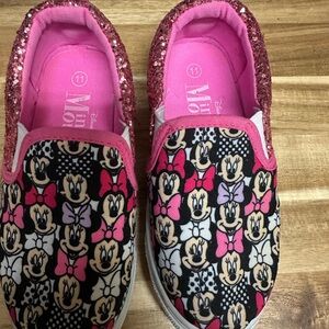 Disney Minnie Mouse Glittery Kids Sneakers - Pink and Black